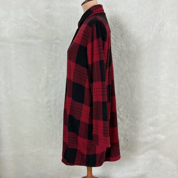 Faherty Legend Sweater Red & Black Buffalo Plaid Flannel Shirt Dress NWT L - Picture 2 of 7